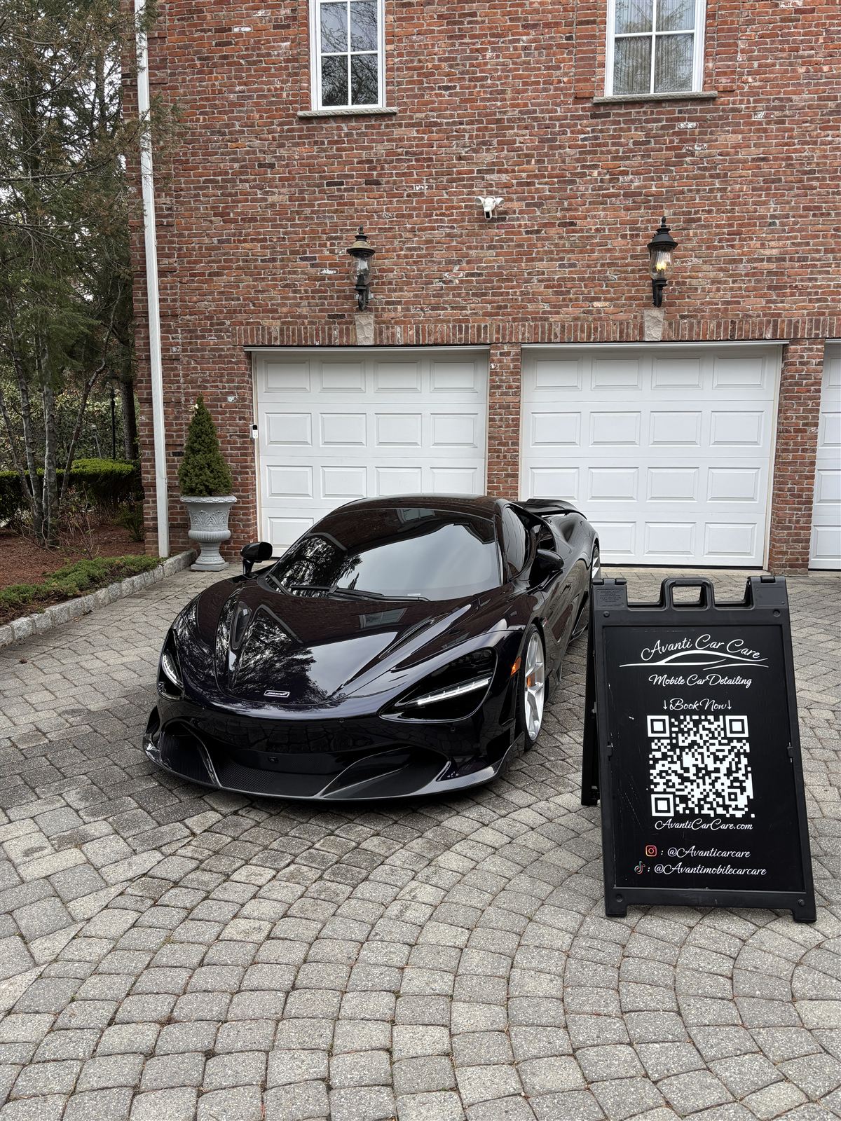 McLaren 720S front three-quarter view detailed by Avanti Car Care near River Vale, NJ